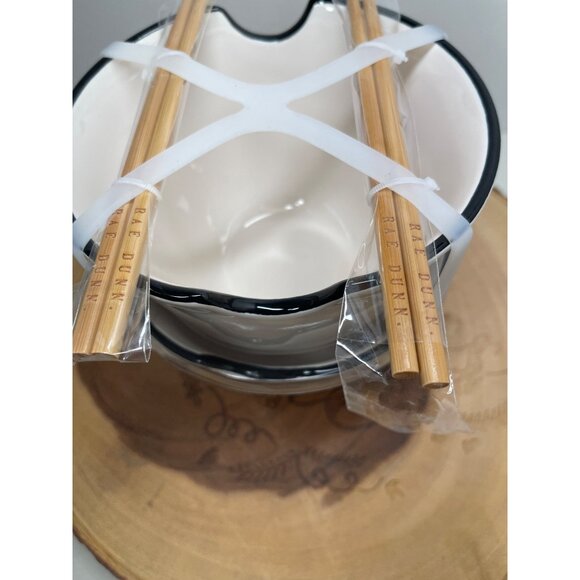 Rae Dunn Ceramic Ramen Bowl Set W/ Bamboo Chopsticks Microwave Safe NEW! - Picture 5 of 8